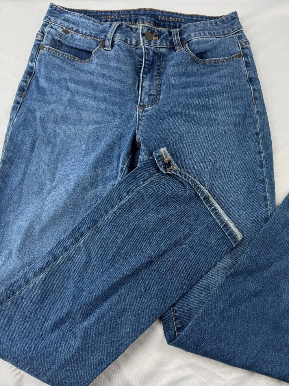 Talbots Women Blue Curvy Bootcut Jeans Denim Stretch Pants Size 6 Regular